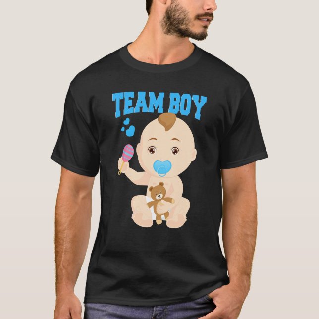 Camiseta Gender Announcement Team Boy Baby Party Reveal Pre (Frente)