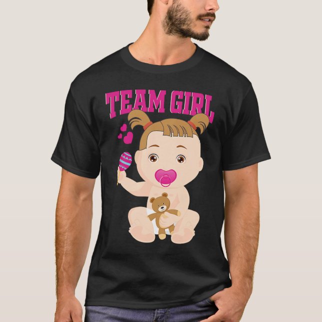 Camiseta Gender Announcement  Team Girl Baby Party Reveal P (Frente)