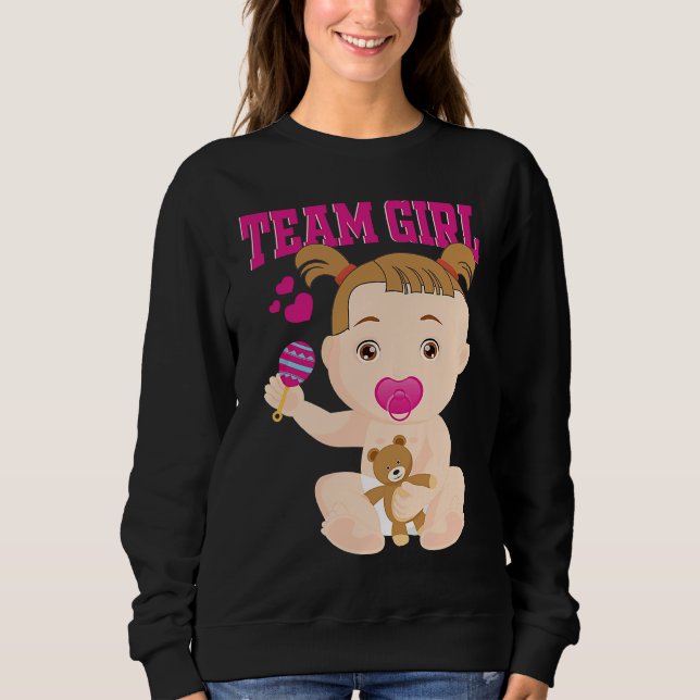 Camiseta Gender Announcement  Team Girl Baby Party Reveal P (Frente)
