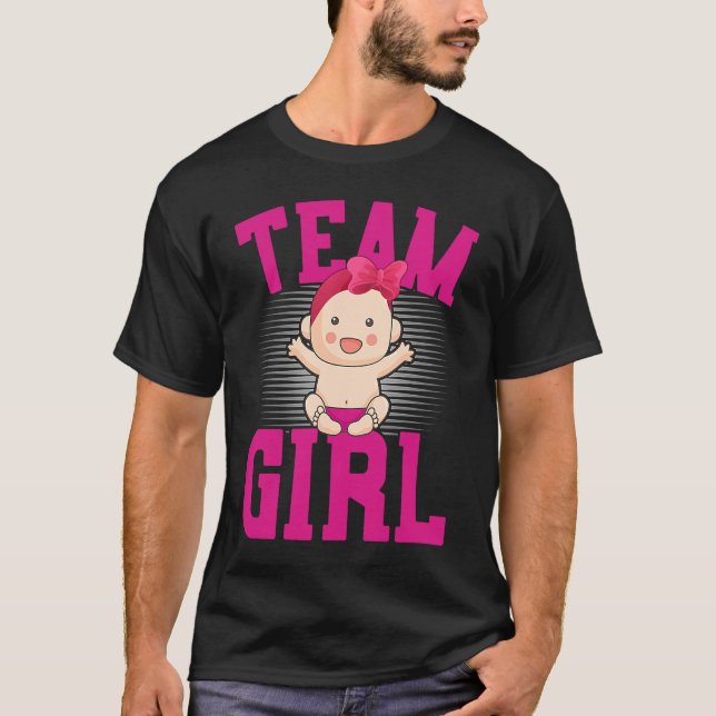 Camiseta Gender Announcement  Team Girl Baby Party Reveal P (Frente)