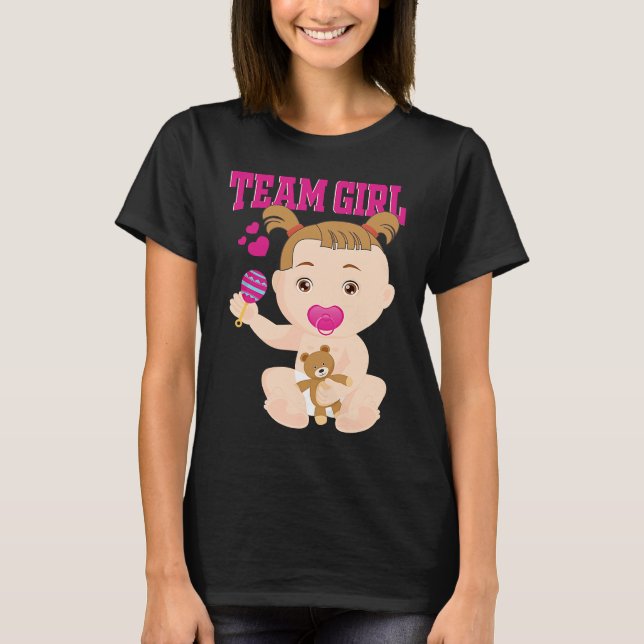 Camiseta Gender Announcement  Team Girl Baby Party Reveal P (Frente)