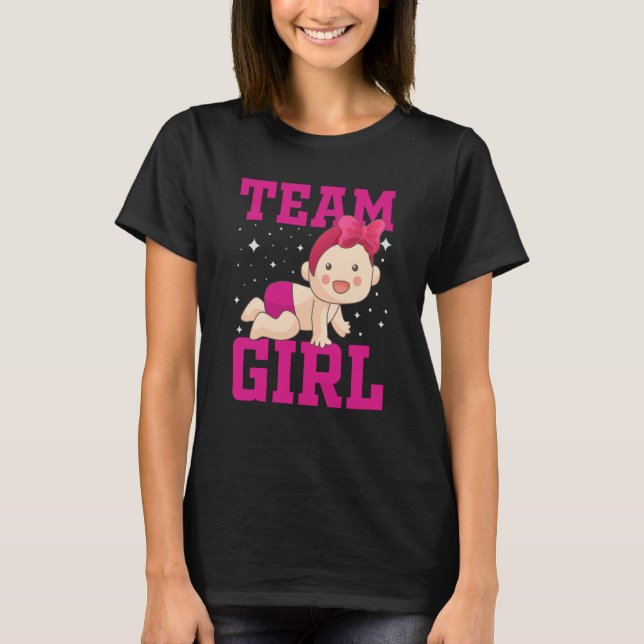 Camiseta Gender Announcement Team Girl Baby Party Reveal Pr (Frente)