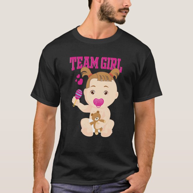 Camiseta Gender Announcement Team Girl Baby Party Reveal Pr (Frente)