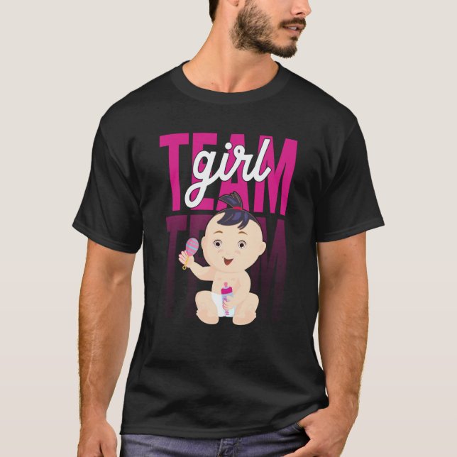 Camiseta Gender Announcement Team Girl Baby Party Reveal Pr (Frente)