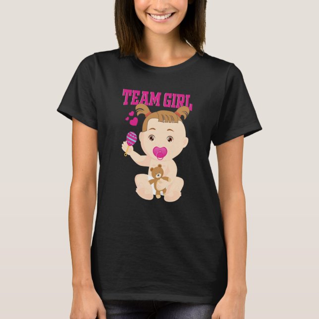 Camiseta Gender Announcement Team Girl Baby Party Reveal Pr (Frente)