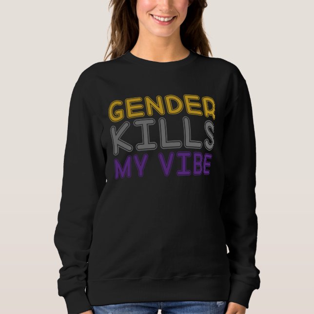 Camiseta Gender Kills My Vibe LGBTQ Transgender Nonbinary P (Frente)