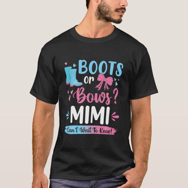 Camiseta Gender Reveal Boots Or Bows Mimi Matching Baby Par (Frente)