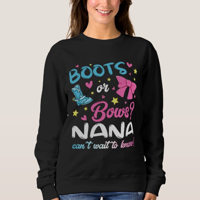 Camiseta Gender Reveal Boots or Bows Nana Matching Baby Par (Frente)