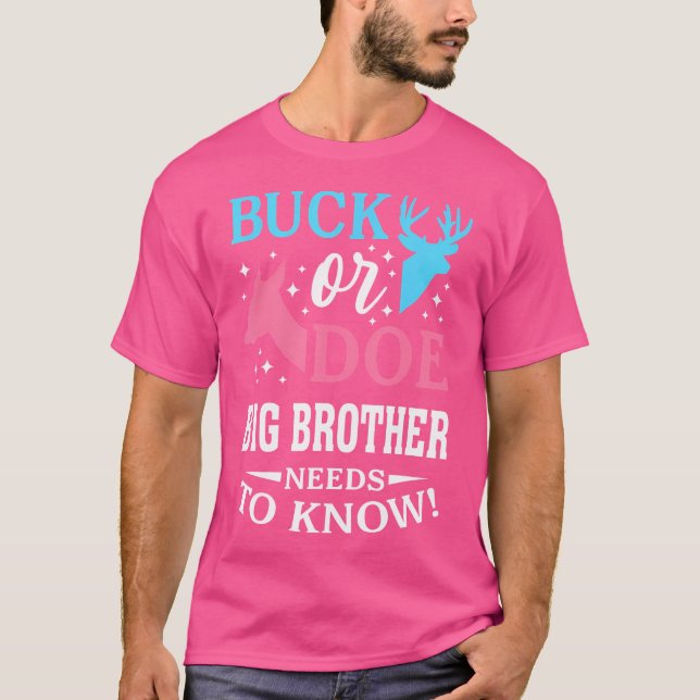 Camiseta Gender Reveal Buck Or Doe Brother Matching Baby Pa (Frente)