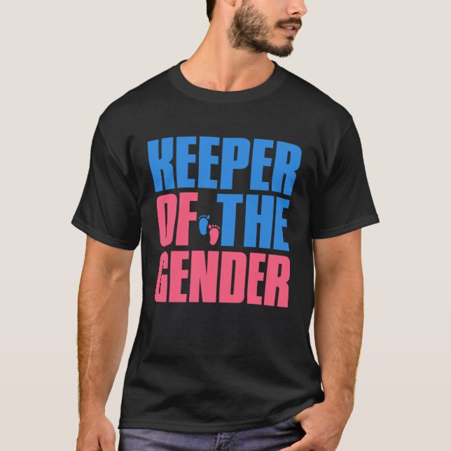 Camiseta Gender Reveal Keeper of the Gender  Party Idea Aun (Frente)