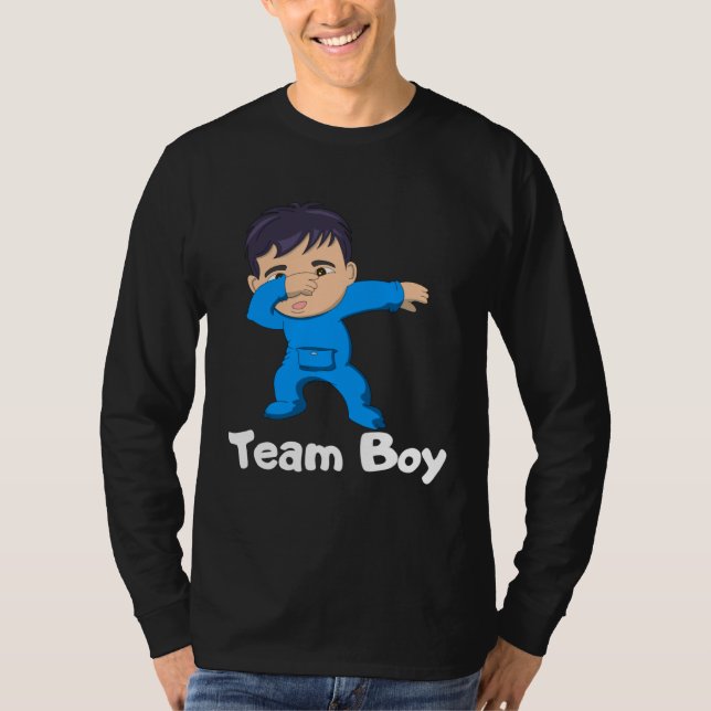 Camiseta Gender Reveal Party Team Boy Dabbing Asian Baby (Frente)