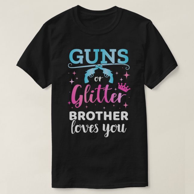 Camiseta Gender reveal s or glitter brother matching baby p (Frente do Design)