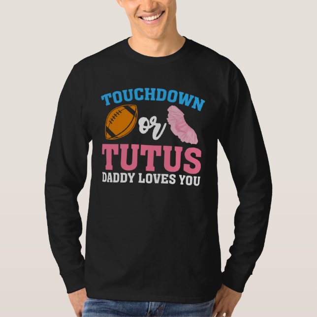 Camiseta Gender Reveal Touchdowns or Tutus Daddy Matching P (Frente)