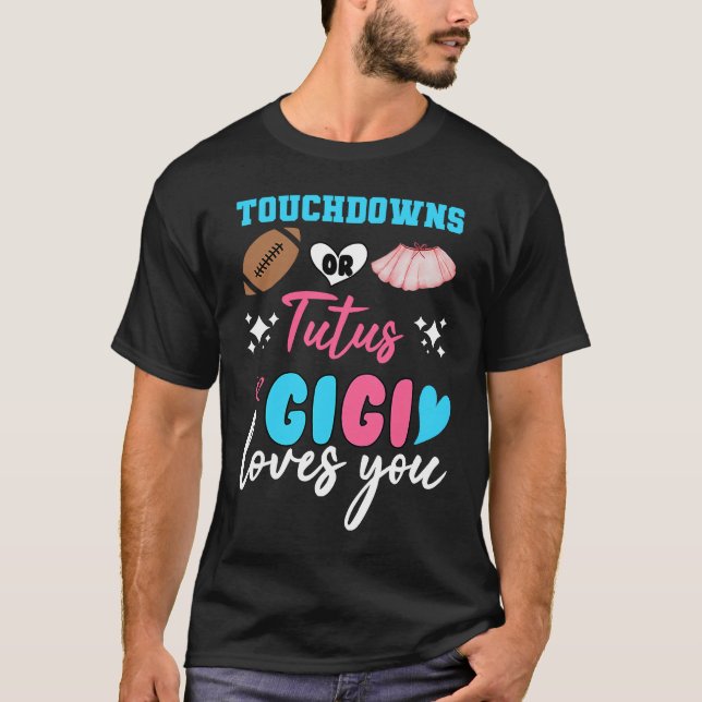 Camiseta Gender reveal touchdowns or tutus gigi matching ba (Frente)