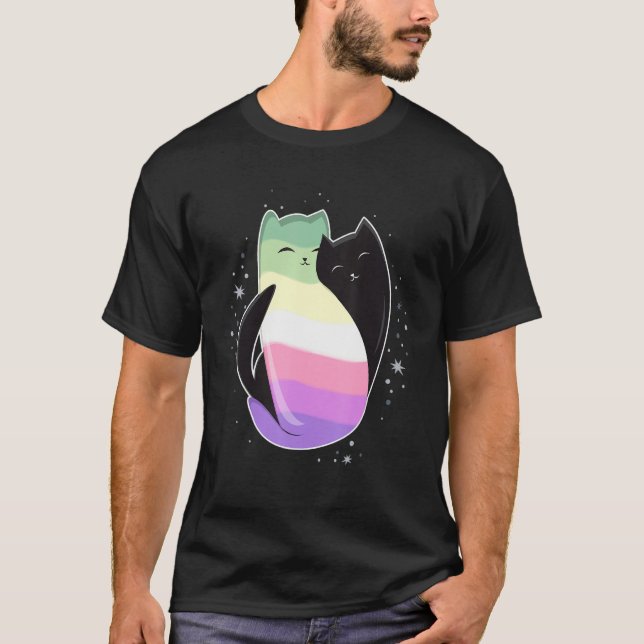 Camiseta Genderfae Cat Flag Nonbinary Transgender LGBT Blac (Frente)