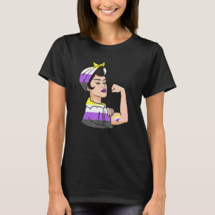 Camiseta Genderfluido de Orgulho Não Binário Forte da Mulhe