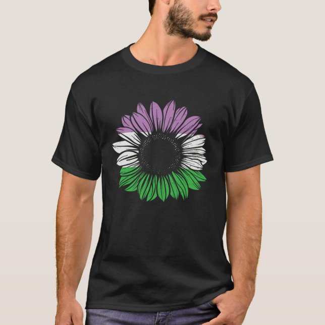 Camiseta Genderqueer Pride Flower (Frente)