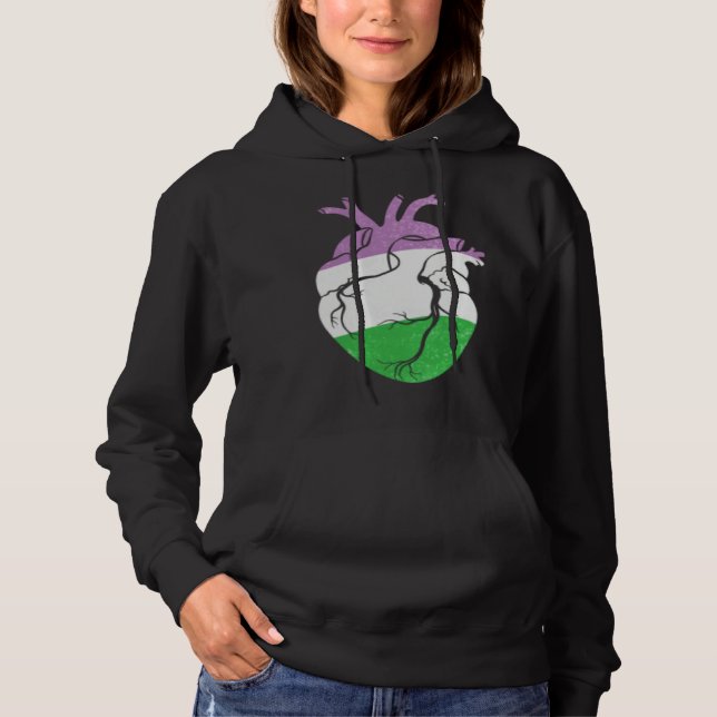 Camiseta Genderqueer Pride Heart Flag (Frente)