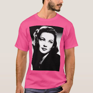 Camiseta Gene Tierney Linocut Em Branco Negro