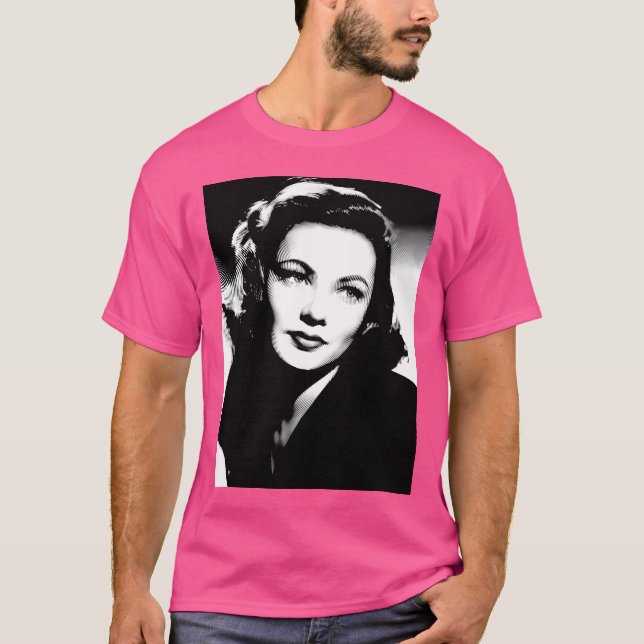 Camiseta Gene Tierney Linocut Em Branco Negro (Frente)
