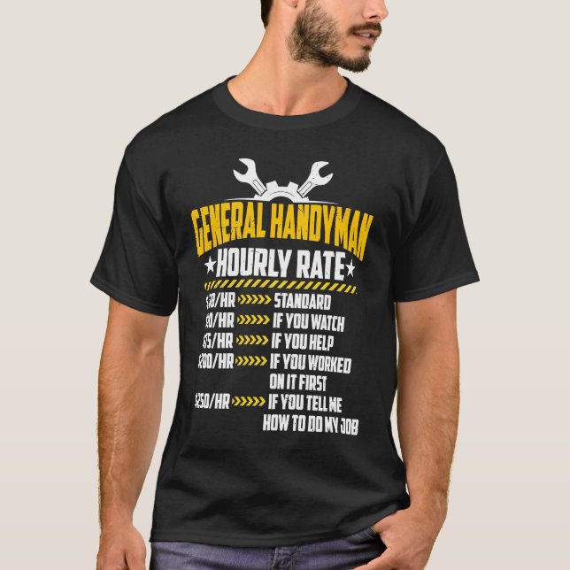 Camiseta General Handyman Hourly Rate  Handyperson Labor Ra (Frente)