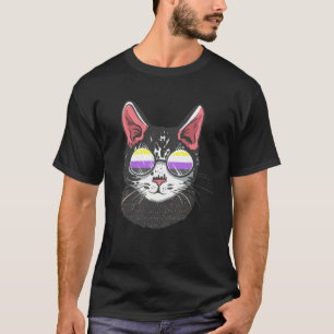 Camiseta Gênero Não Binário Gato Óculos de Sol Orgulho Não