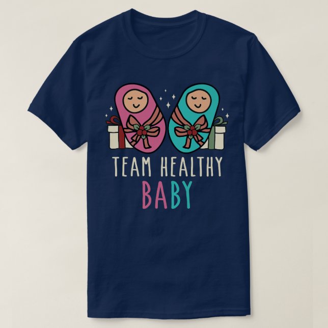 Camiseta Gênero Reveal Party Equipe Saudável Bebê (Frente do Design)