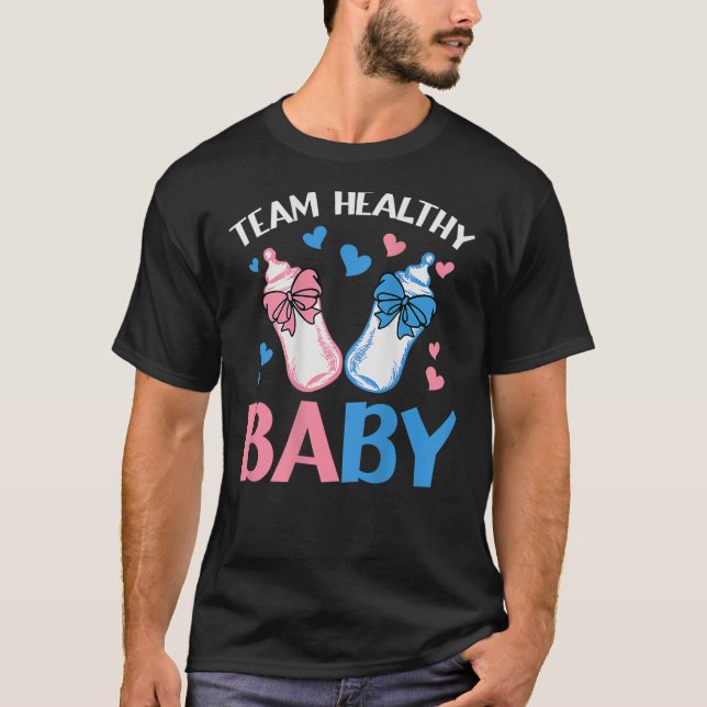 Camiseta Gênero Reveal Party Equipe Saudável Bebê (Frente)