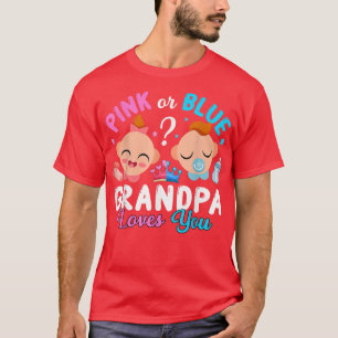 Camiseta Gênero Reveal Rosa ou Blue Avô ama você T-Shi
