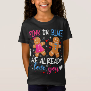 Camiseta Gênero Revela Pão De Gengibre Fresco Rosa Ou Azul