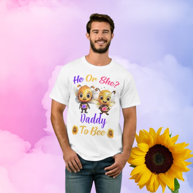 Camiseta Gênero revela que ele ou ela Pai ser branco unísex (Gender Reveal He or She Daddy to Bee Unisex White T-Shirt)