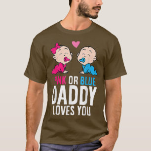 Camiseta Gênero Revelação Gravidez Rosa Ou Pai Azul Amores