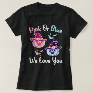 Camiseta Gênero Revelação Queda Tema do Dia das Bruxas -