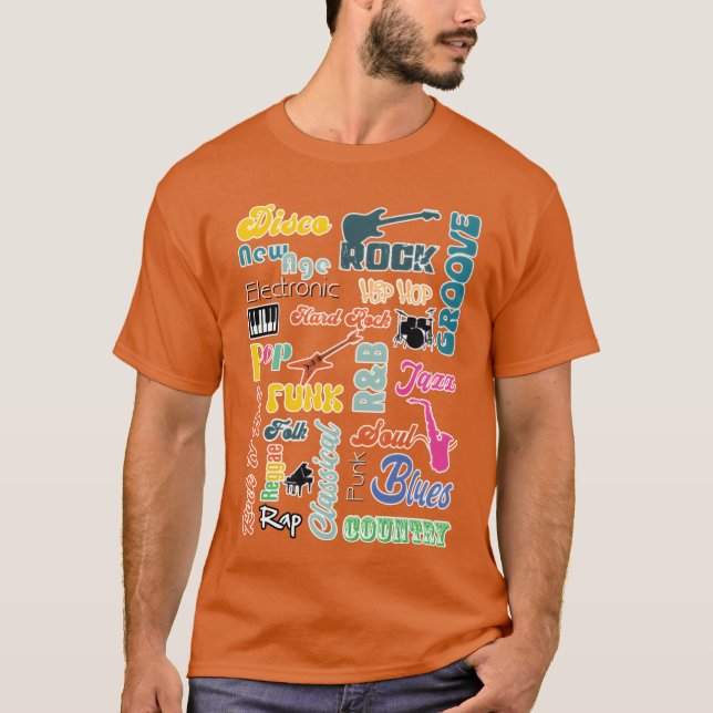 Camiseta Gêneros musicais de presente (Frente)