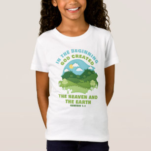 Camiseta Gênesis 1:1 No Princípio DEUS Criou Fé Infantil