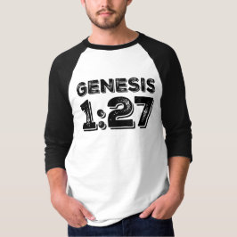 Camiseta Gênesis 1:27 Bíblia em dificuldades Raglan