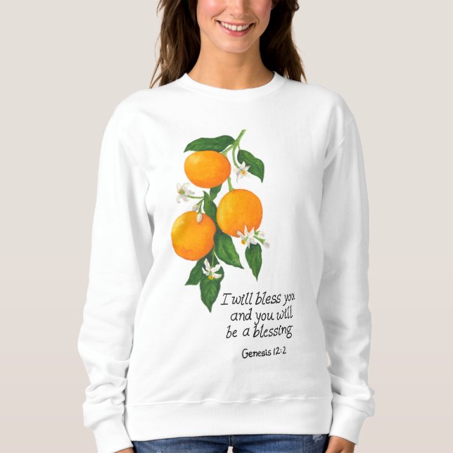 Camiseta Gênesis da Fruta laranja 12:2 (Frente)