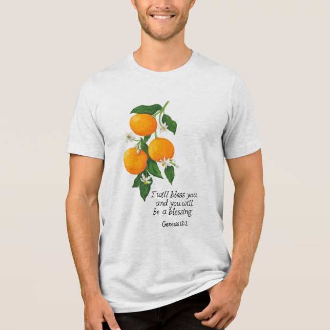 Camiseta Gênesis da Fruta laranja 12:2 (Frente)