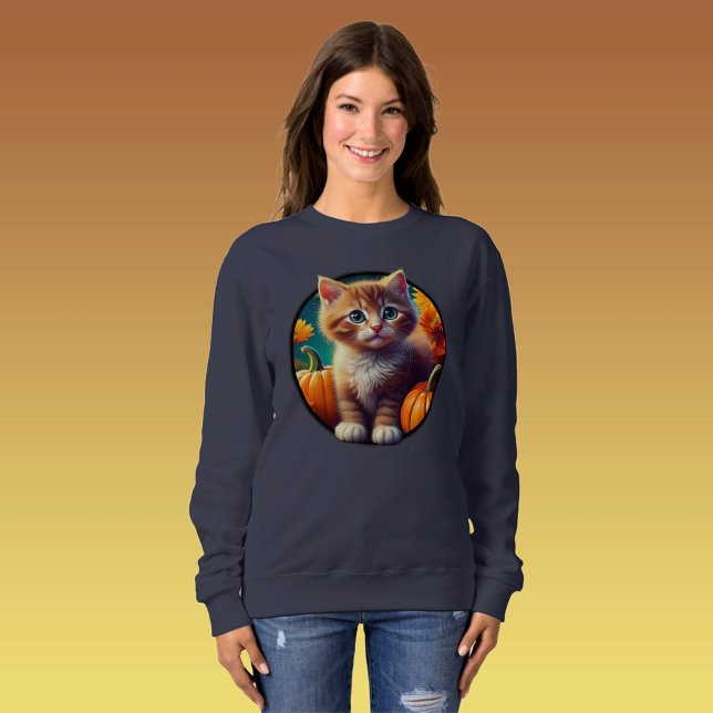 Camiseta Gengibre de gengibre bonitinho outono ampolas (ginger cat kitten tabby harvest thanksgiving fall autumn cute women's sweatshirt jumper feline gift)