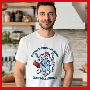 Camiseta Gênio Culinário no Trabalho Polvo do Chef de Carto