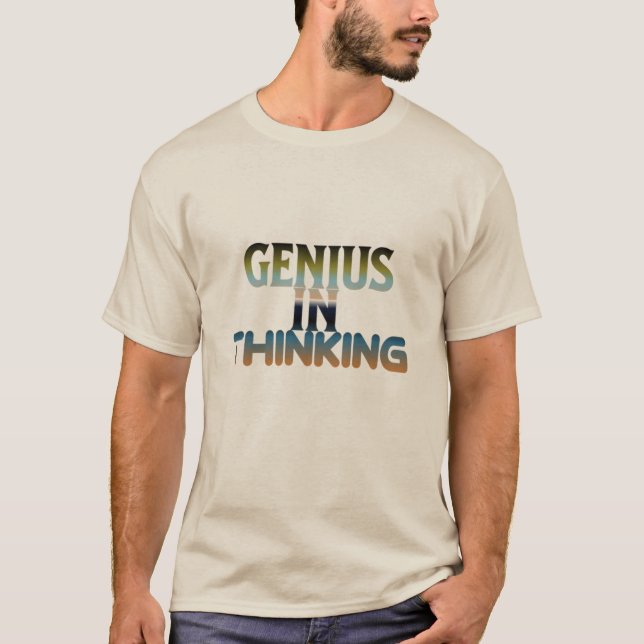 Camiseta Gênio em Pensar - Design de Citação de Gradiente N (Frente)