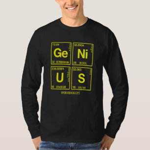 Camiseta Gênio Escrito Em Elementos Da Mesa Periódica 6