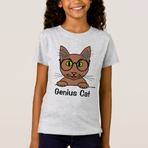 Camiseta Gênio Gato com Óculos Engraçado