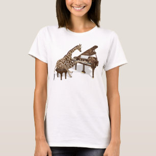 Camiseta Gênio Girafa Jogando Piano