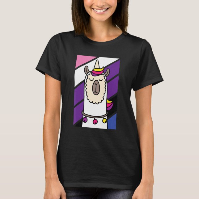 Camiseta Gênio Llama LGBT-Q Engraçado Alpaca Unicorn Prid (Frente)