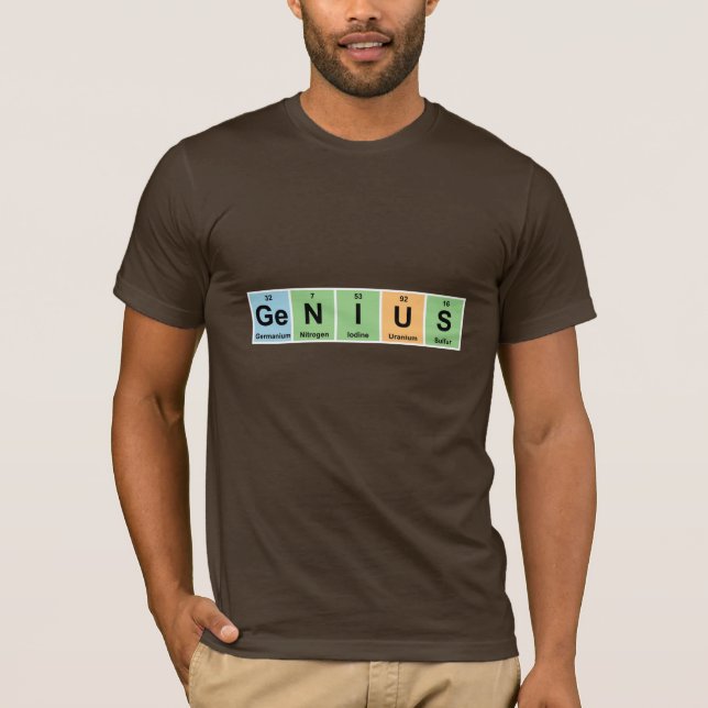 Camiseta Gênio - mesa periódica de produtos dos elementos (Frente)