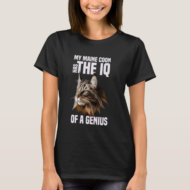 Camiseta Gênio QI do Gato Maine Coon (Frente)