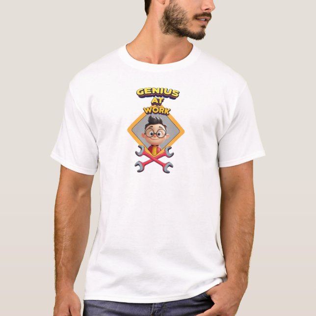 Camiseta gênio trabalhar diversão geek reparo animação comp (Frente)