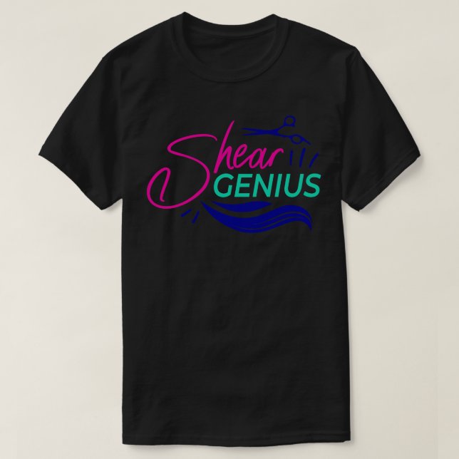 Camiseta Genius Engraçado Engraçado Stylist Engraçado Haird (Frente do Design)