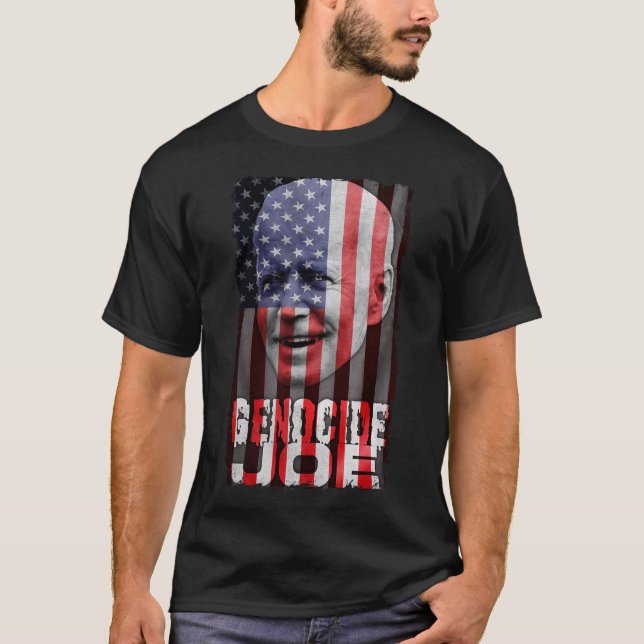 Camiseta Genocídio Joe Biden Anti-Biden American Flag Vampi (Frente)